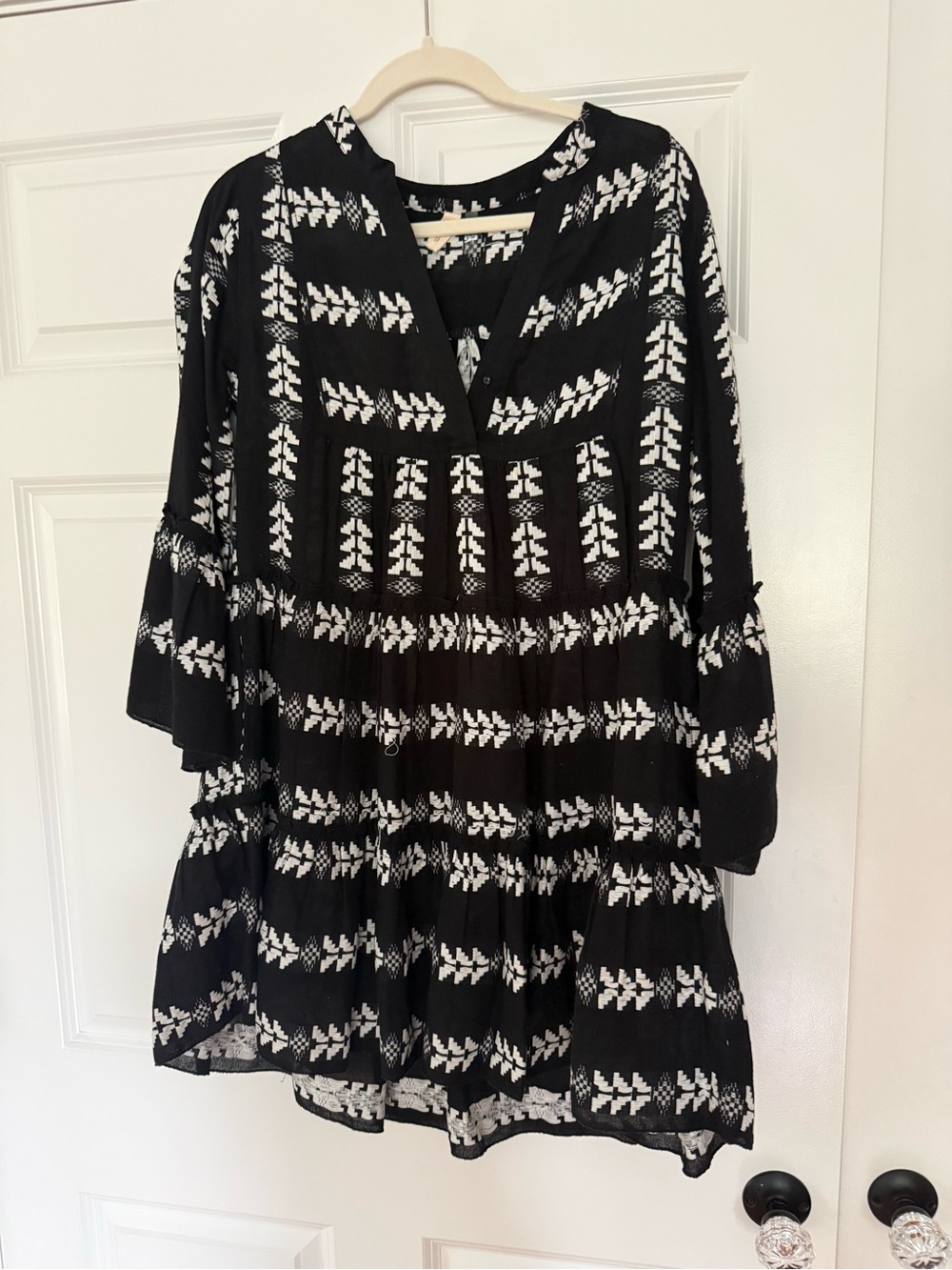 Elan Black and White Patterned Swim Coverup